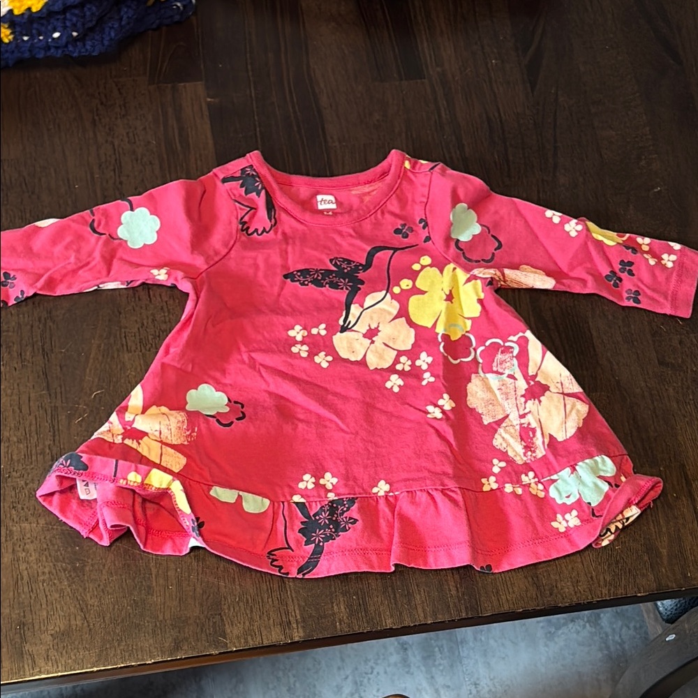 Tea Collection Floral Pink Long Sleeve Baby Dress